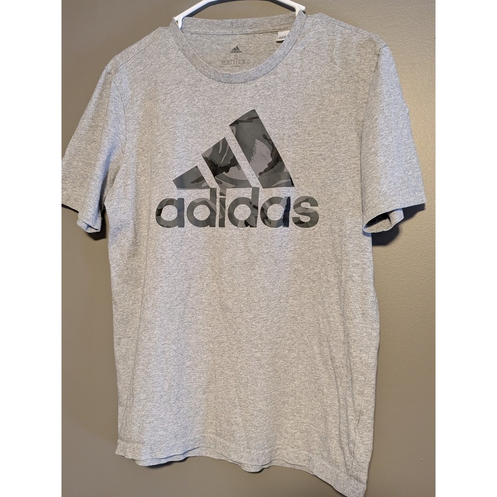 Adidas‎ Amplifier Logo Graphic Crew Neck T-Shirt Short Sleeve Grey Black Small
